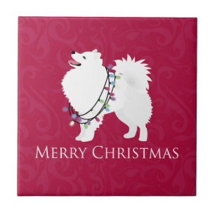 Carreau American Eskimo Chien Joyeux Noël Design