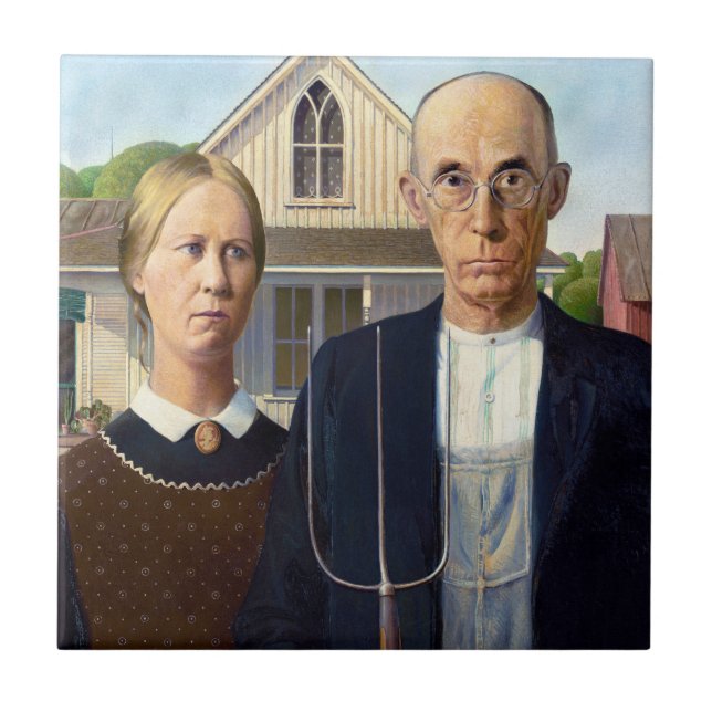 Carreau American gothique classique peinture Grant Wood (Devant)