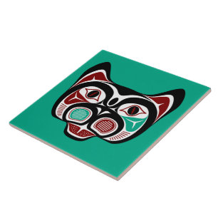 Carreau Amérindien rouge noir vector Art Kitty