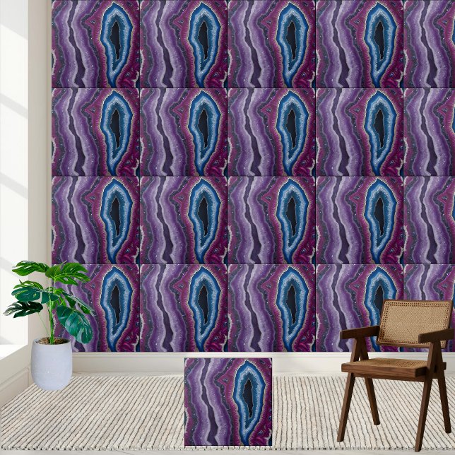Carreau Améthyste et Blue Agate (Amethyst and Blue Agate Geode Tile)