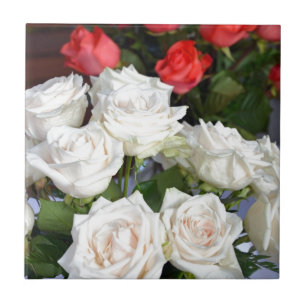 Carreau Ameublement floral rose rouge et blanc
