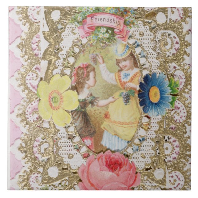 Carreau Amitié, carte Valentine, c.1870 (litho couleur o (Devant)