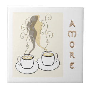 Carreau amore tasses de café tuile