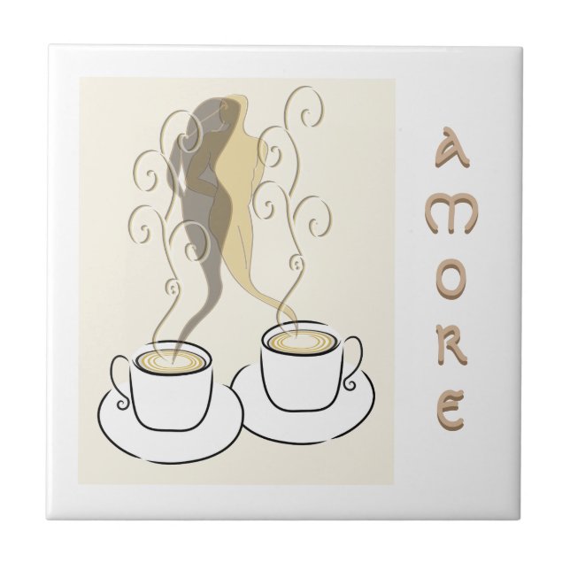 Carreau amore tasses de café tuile (Devant)