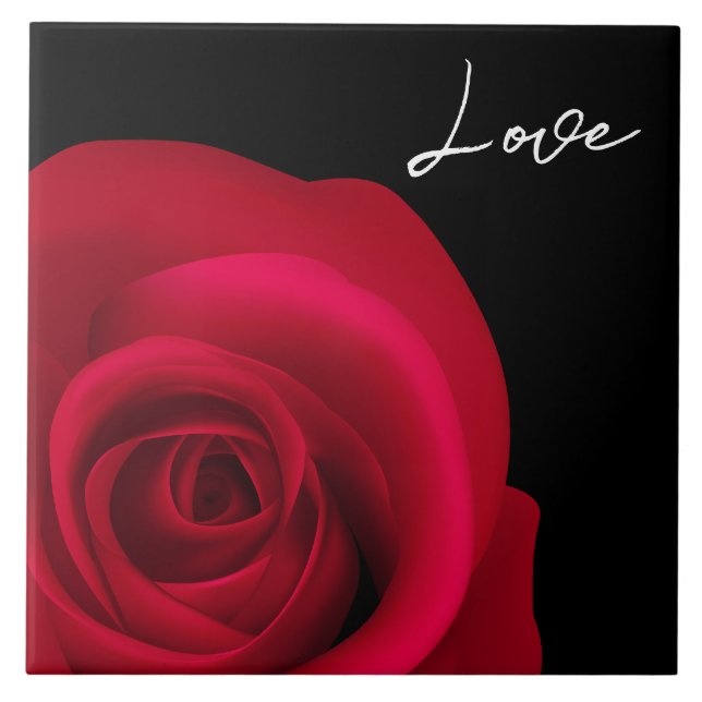 Carreau Amour. Elégant Red Rose Valentine's Day Cadeau (Devant)