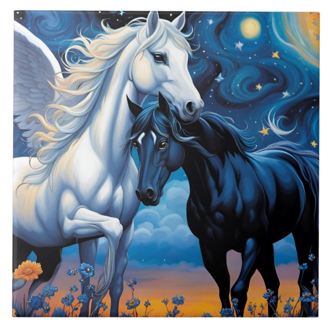 Carreau Amour interdit. Pégase et Cheval en fleurs (Devant)