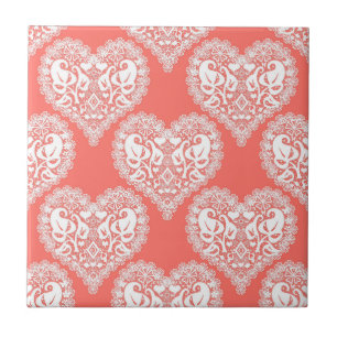 Carreau Amour sans couture Valentines Jour blanc dentelle 