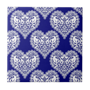 Carreau Amour sans couture Valentines Jour marine blanche
