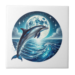 Carreau Amoureux des dauphins de plage mignons