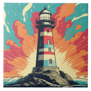 Carreau Amoureux du phare de la plage cool