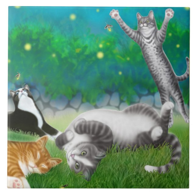 Carreau Amusement de Kitty avec la tuile de lucioles (Devant)