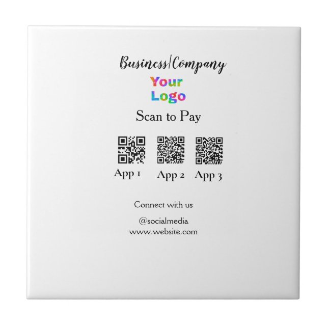 Carreau Analyser pour payer le logo de l'entreprise Q R co (Devant)