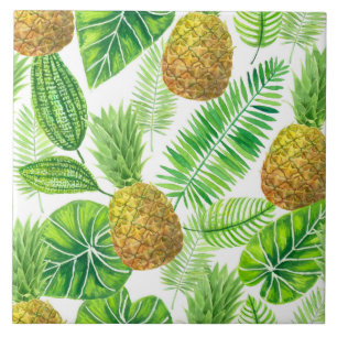 Carreau Ananas et feuilles tropicaux