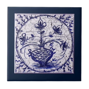 Carreau Ancien tuile nord-allemande, céramique vintage