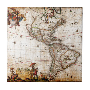 Carreau Ancienne carte du continent américain