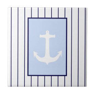 Carreau Ancre blanche Capitaine Blue Stripes Mer Océan