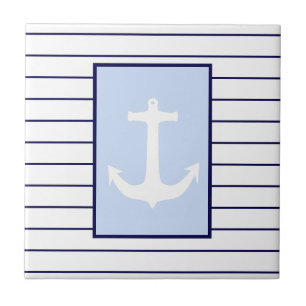 Carreau Ancre blanche Capitaine Blue Stripes Mer Océan