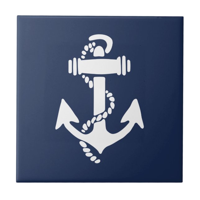 Carreau Ancre blanche et bleue Plage nautique (Devant)