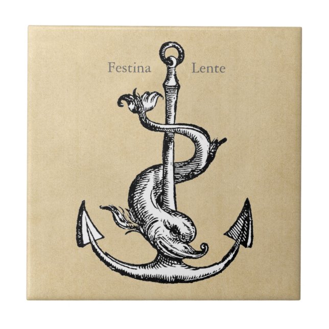 Carreau Ancre et dauphin - Festina Lente (Devant)