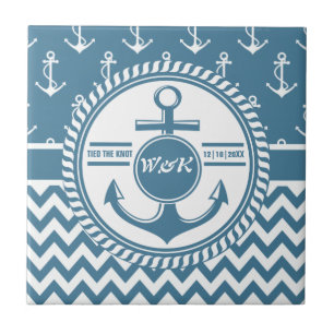 Carreau Ancre nautique Chevron de mariage ou