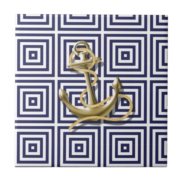 Carreau Ancre nautique de très bon goût de motif grec de (Devant)