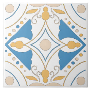 Carreau Andalouse Bleu Orange Rose Floral Méditerranée