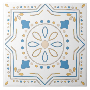 Carreau Andalouse géométrique méditerranéenne bleu ros