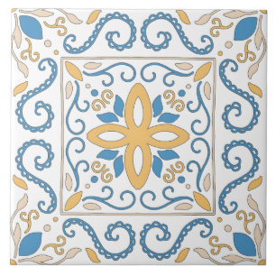 Carreau Andalouse géométrique méditerranéenne bleu rose