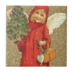 Carreau Ange Chérubin Arbre de Noël Neige