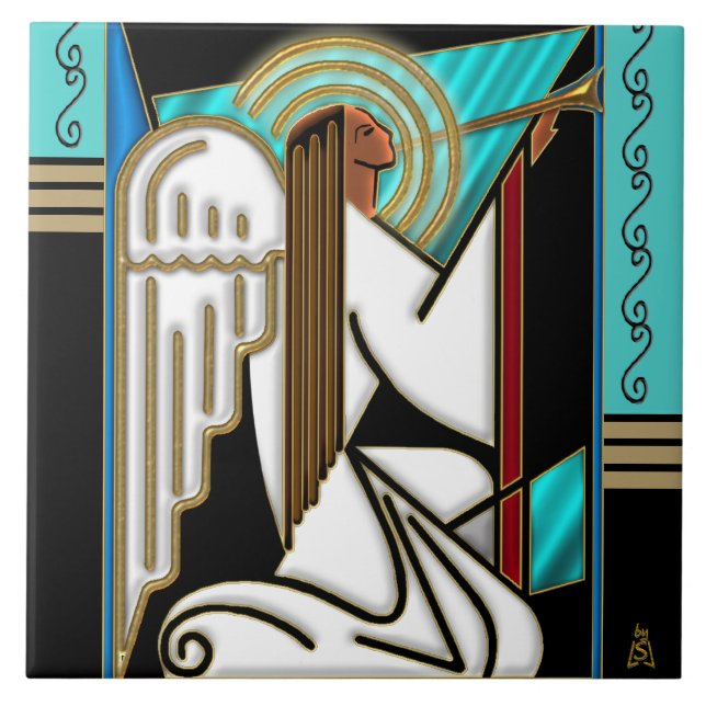 Carreau Ange de Noël d'art déco (carreau de céramique) (Devant)