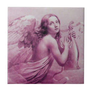 CARREAU ANGE JOUANT LYRA AU-DESSUS DES NUAGES