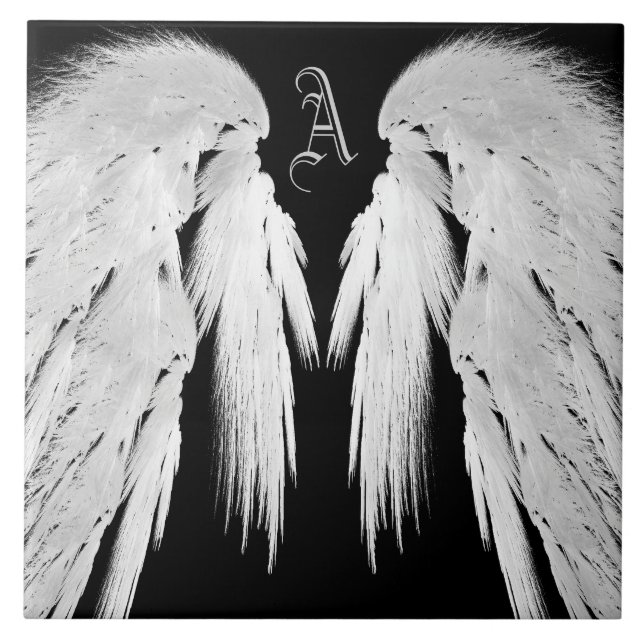 Carreau ANGEL WINGS Black Custom Monogramme (Devant)