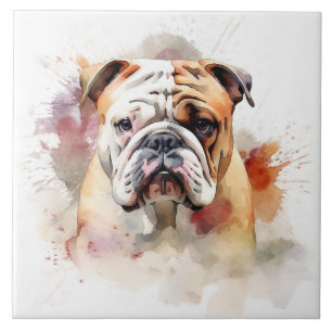 Carreau Anglais Bulldog Watercolor