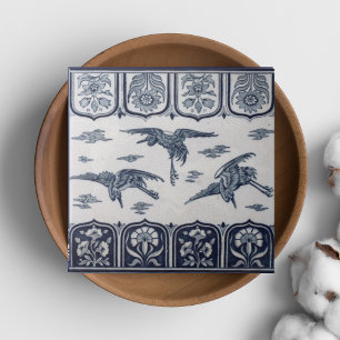 Carreau anglais vintage Minton bleu et blanc repro