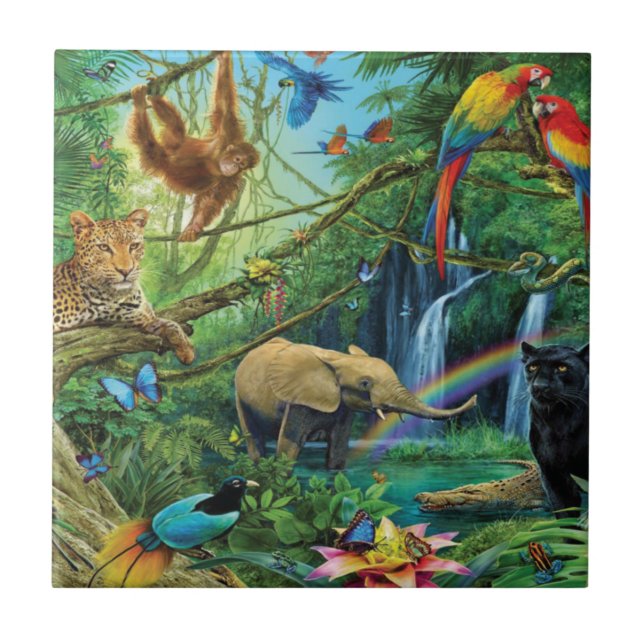 Carreau Animals living together throw pillow (Devant)