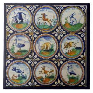 Carreau Animaux d'art vintage Pays-Bas