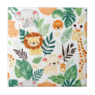Carreau Animaux mignons de safari motif jungle