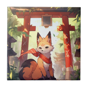 Carreau Anime Kitsune Cute Fox Imaginaire Art
