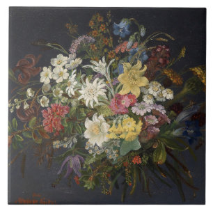 Carreau Anna Stainer-Knittel Fleurs alpines Vintages