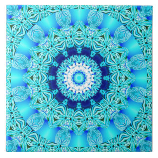 Carreau Anneau bleu d'ange de glace, mandala abstrait