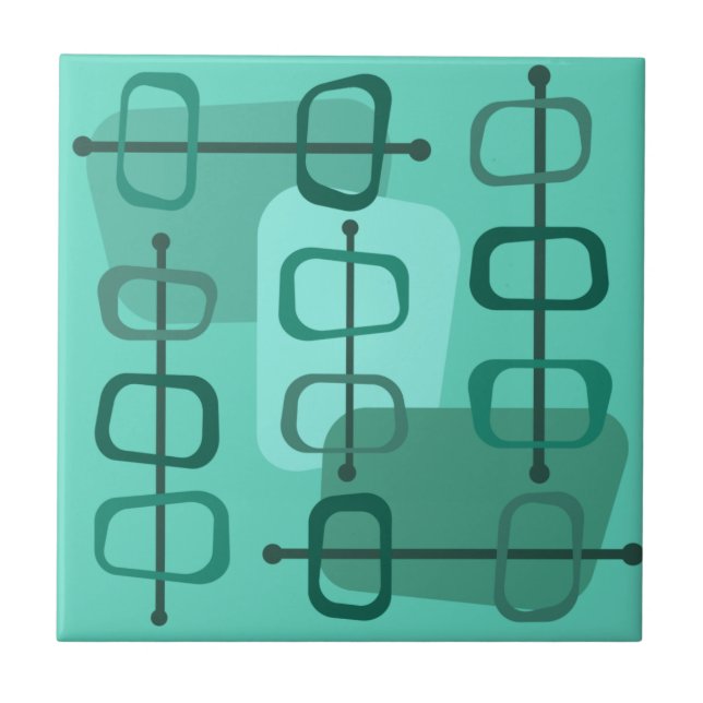 Carreau Années 1950 Abstrait Art Hollow Rocks Turquoise (Devant)