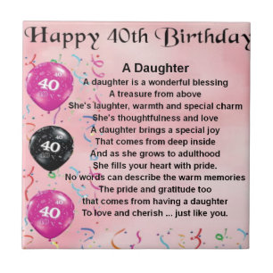 Carreau Anniversaire de poème de fille quarantième