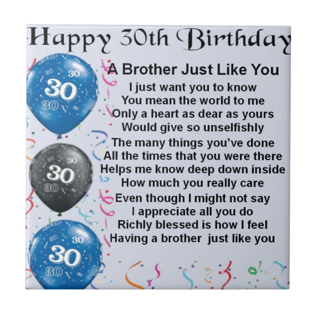 Carreau Anniversaire de poème de frère 30ème (Devant)