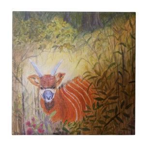 Carreau Antilope de bongo de peinture