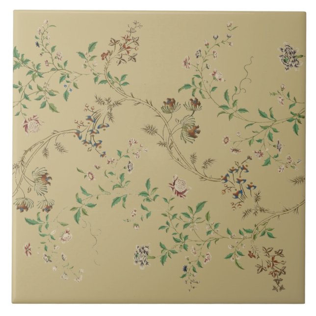 Carreau Antique 18e siècle Floral Vine Motif Imprimer (Devant)