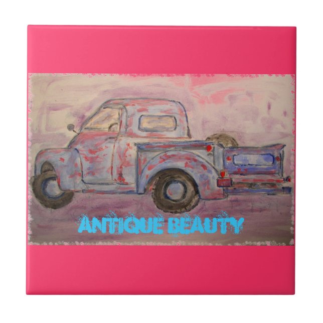 Carreau antique beauté bleu patina camion (Devant)