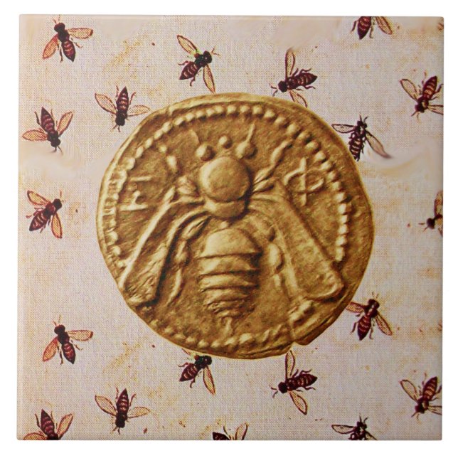 CARREAU ANTIQUE HONEY BEE COIN ET FLYING BEES (Devant)