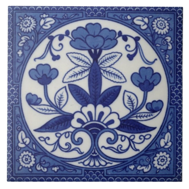 Carreau Antique Minton Hollins Blue Aesthétiquement Tile R (Devant)