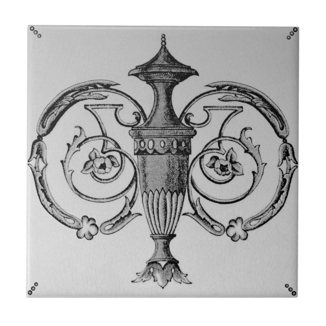 Carreau Antique Néoclassique de l'Ourn Transférware Repro (Devant)