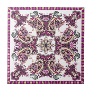 Carreau Antique Plum Turquoise Paisley  